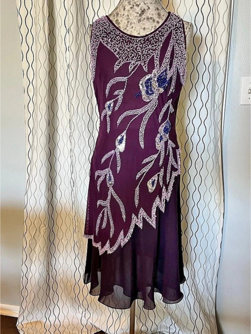 Embellished Beaded Purple Maxi Dress